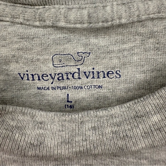 Vineyard Vines Kids Heather Gray Short Sleeve Tee Size Large 16 Patriotic GUC - Picture 3 of 5